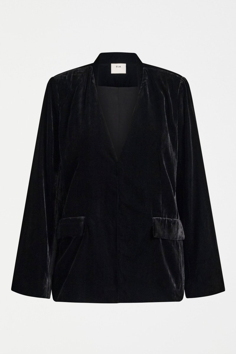Velvet Soft Blazer Jacket - Black