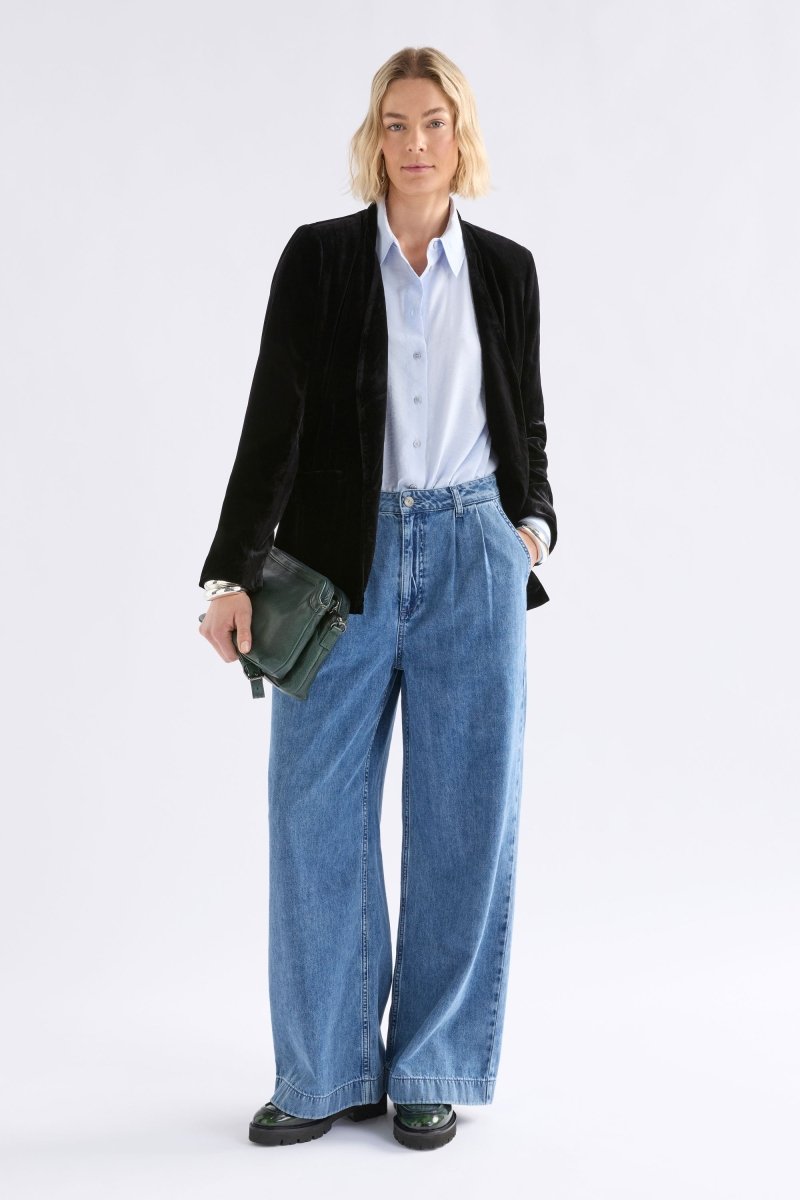 Velvet Soft Blazer Jacket - Black