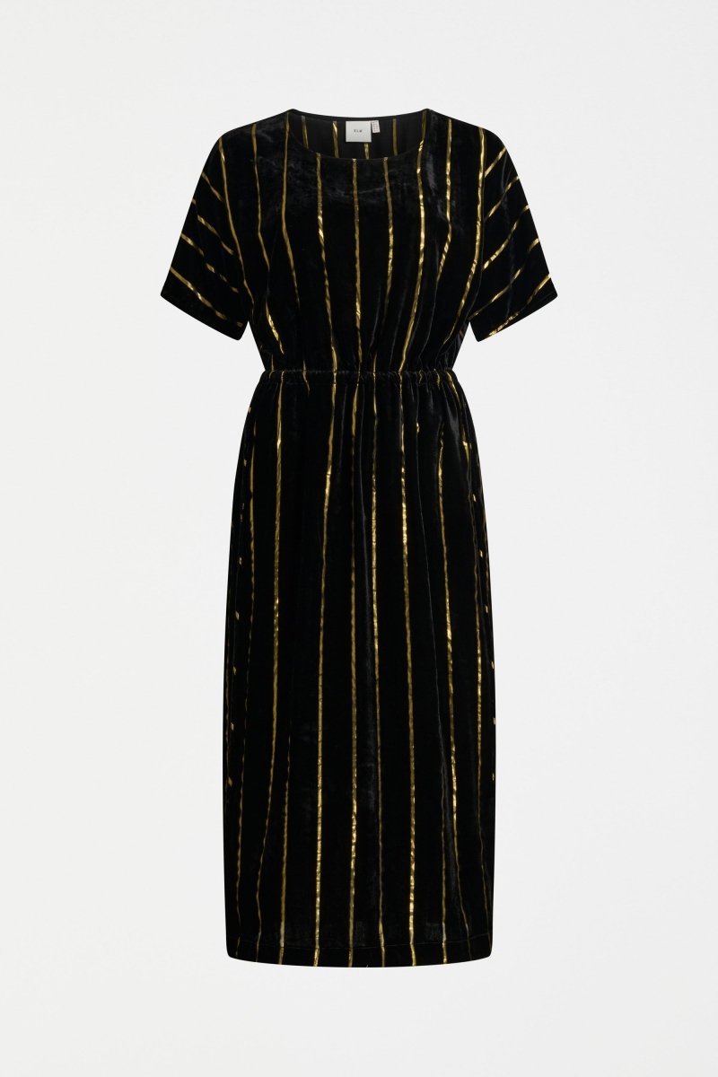 Lumii Velvet Dress - Black/Gold Stripe