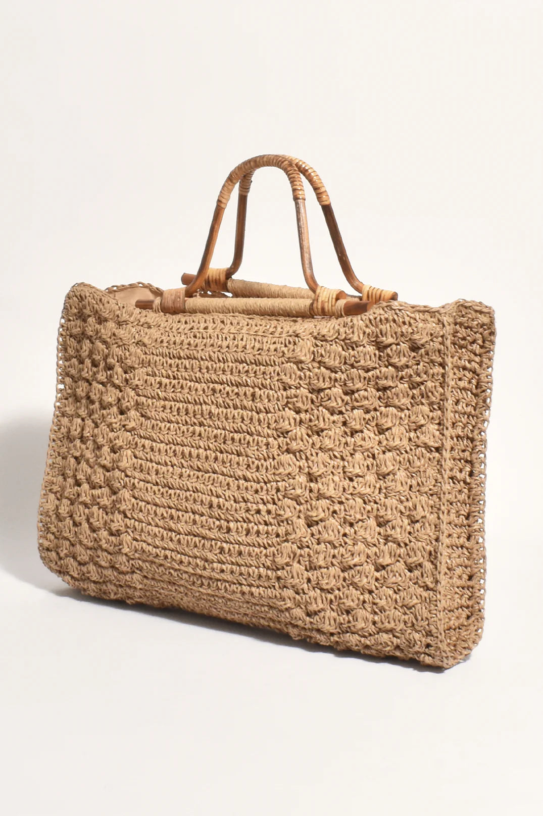 Woven Bamboo Tote - Camel