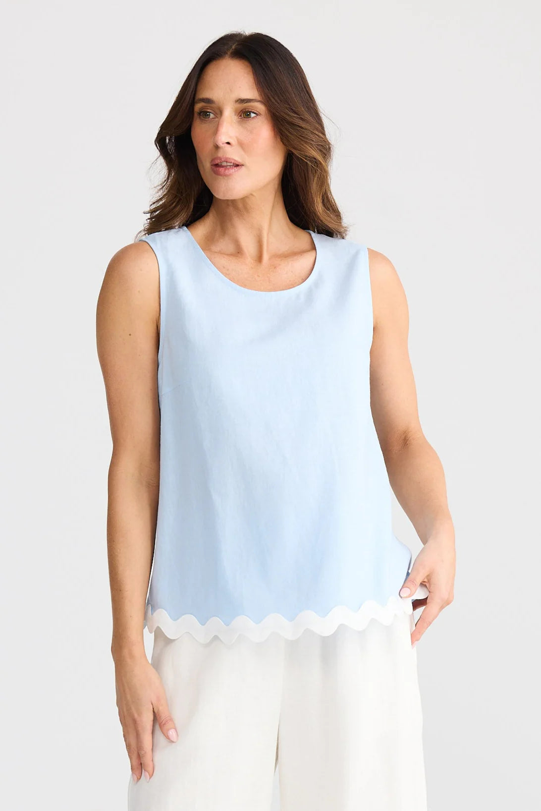Izzy Ric Rac Top - Sky Blue