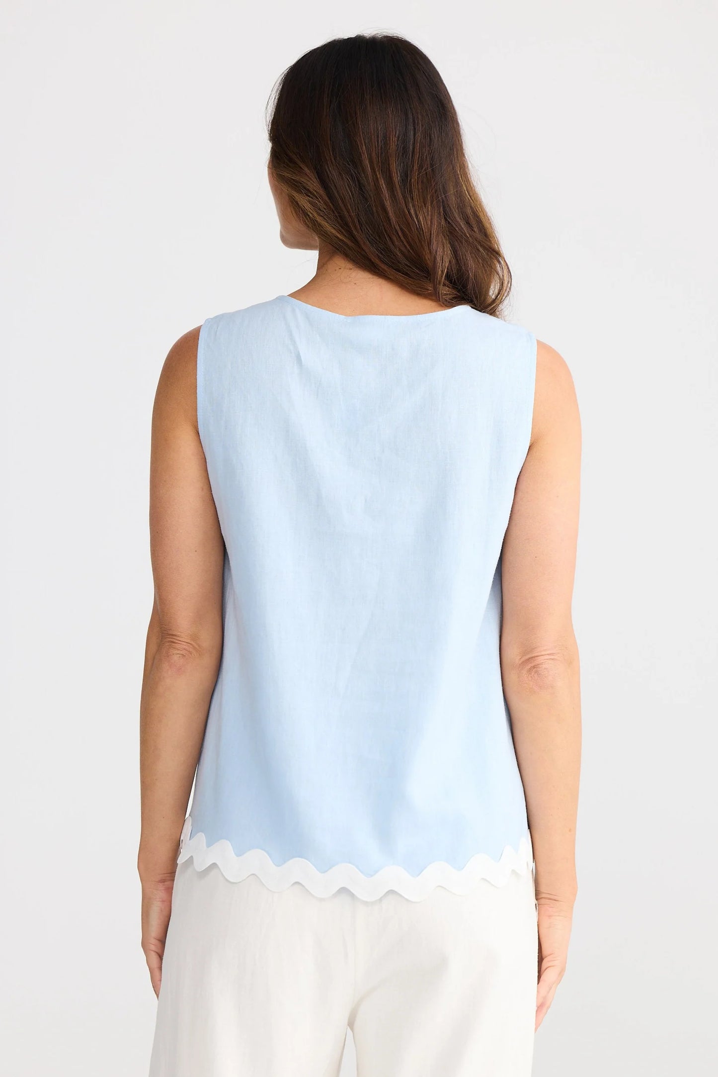 Izzy Ric Rac Top - Sky Blue