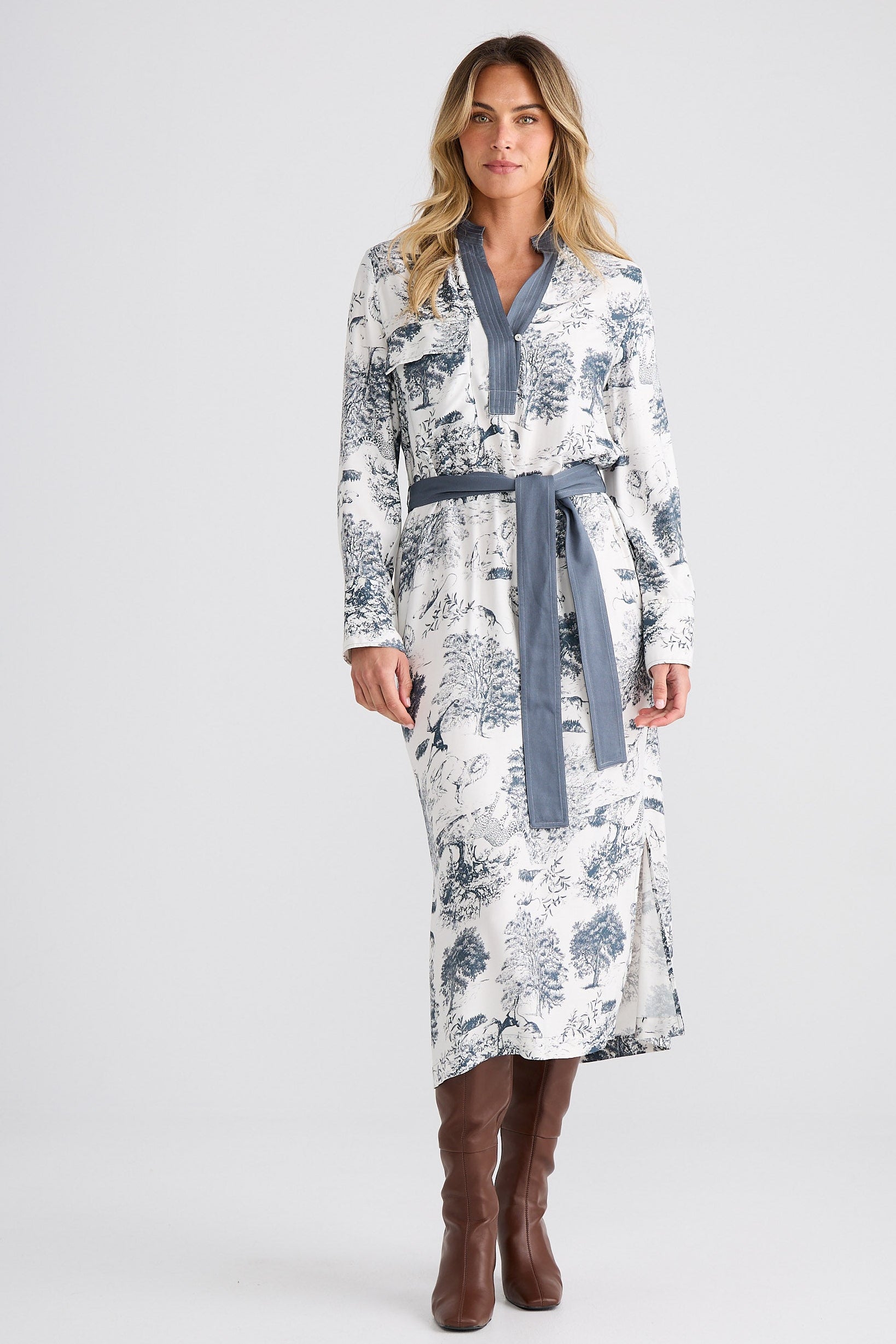 Keera Dress - Slate Toile