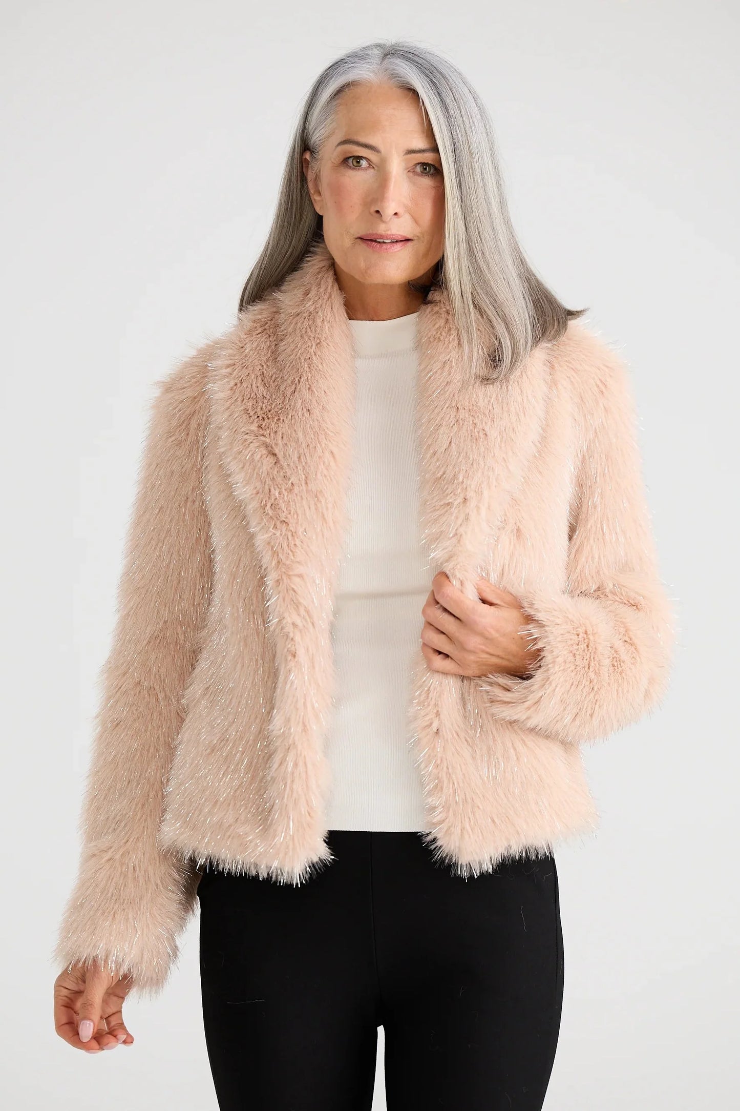 Glamour Fur Jacket - Blush Sparkle