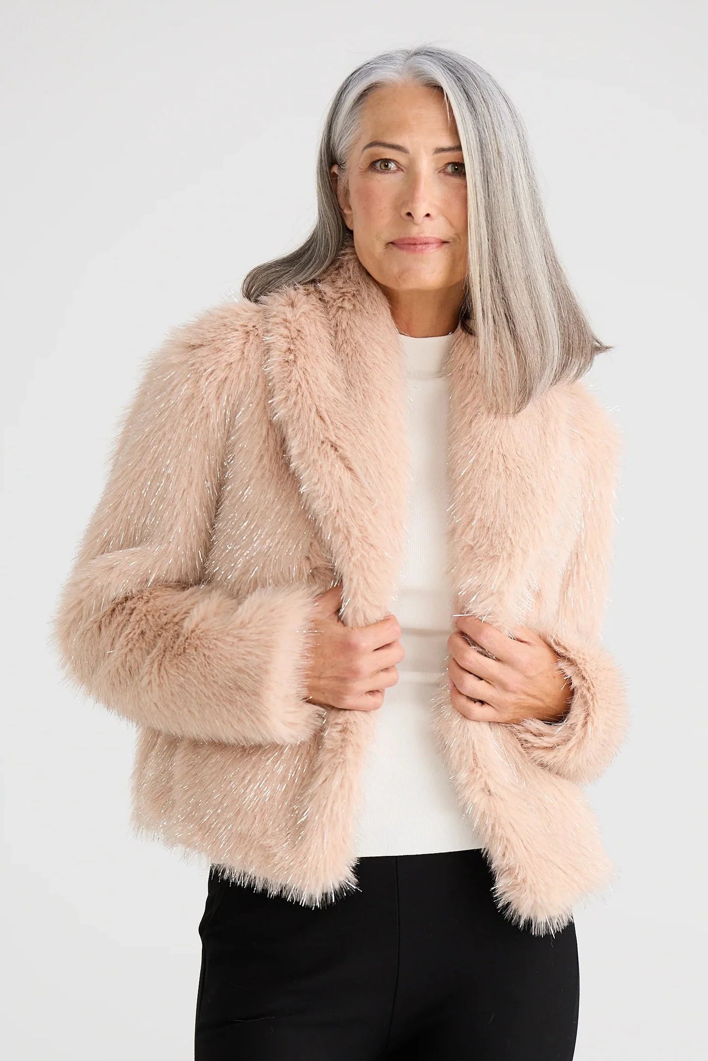 Glamour Fur Jacket - Blush Sparkle