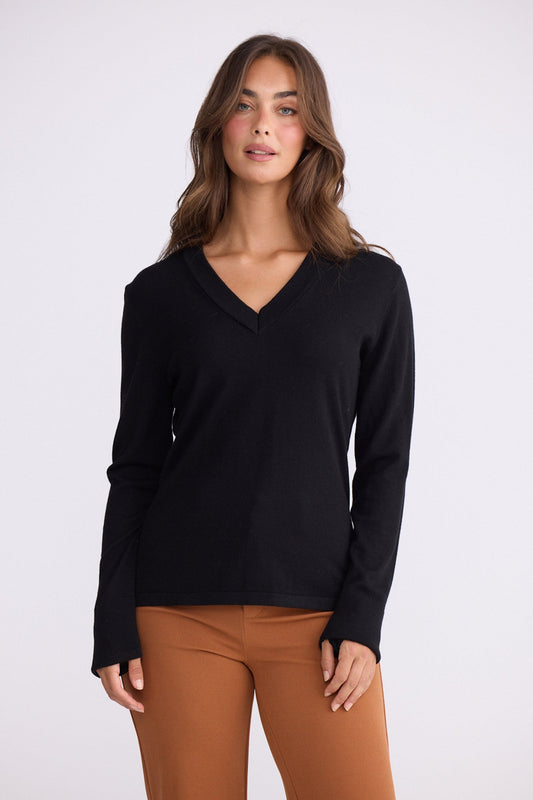 Cassian LS Knit Top - Black