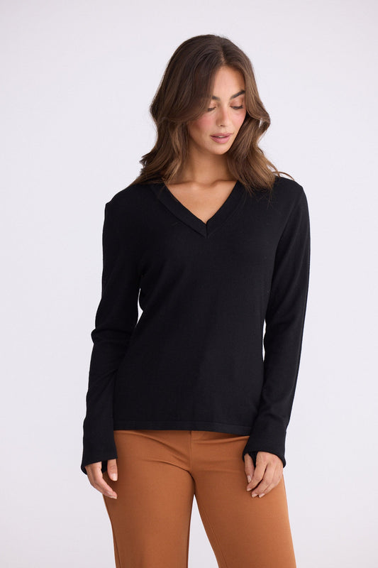 Cassian LS Knit Top - Black