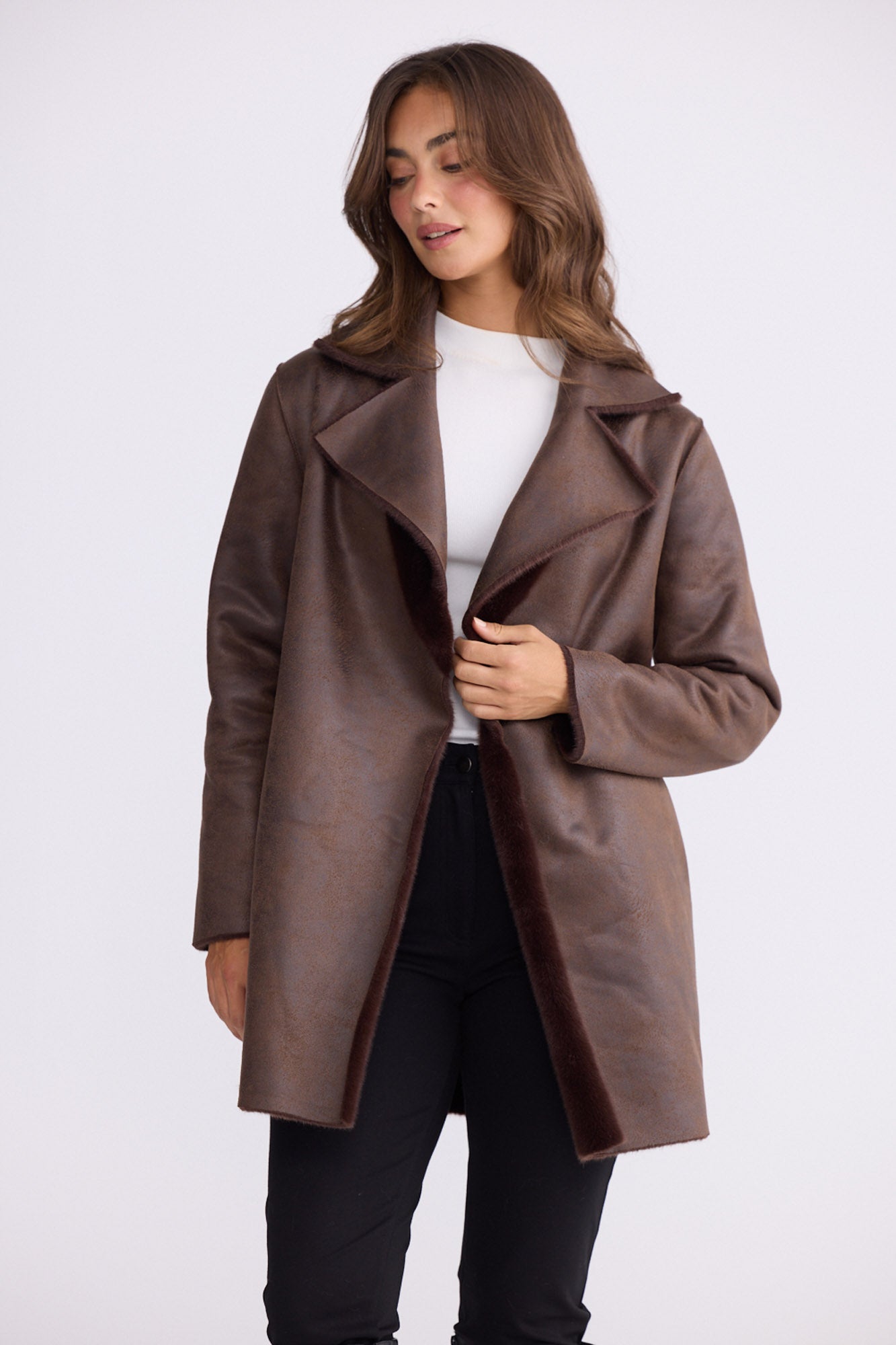 Odette Fur Coat - Chocolate - photo 2