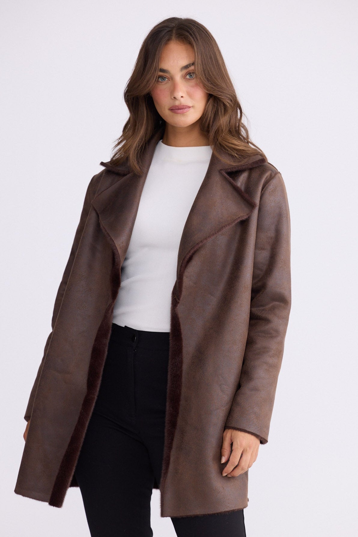Odette Fur Coat - Chocolate - photo 3
