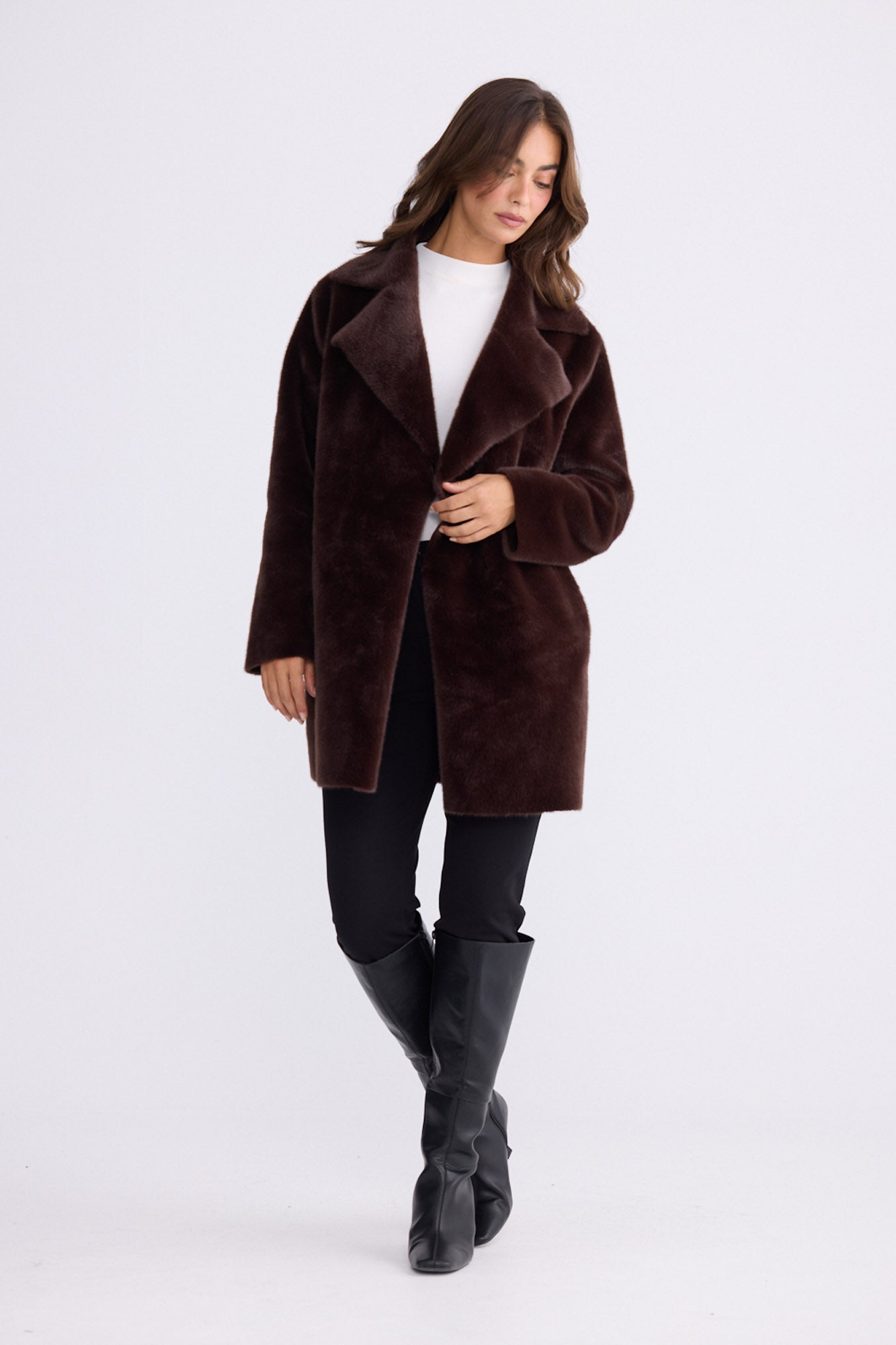 Odette Fur Coat - Chocolate - photo 4