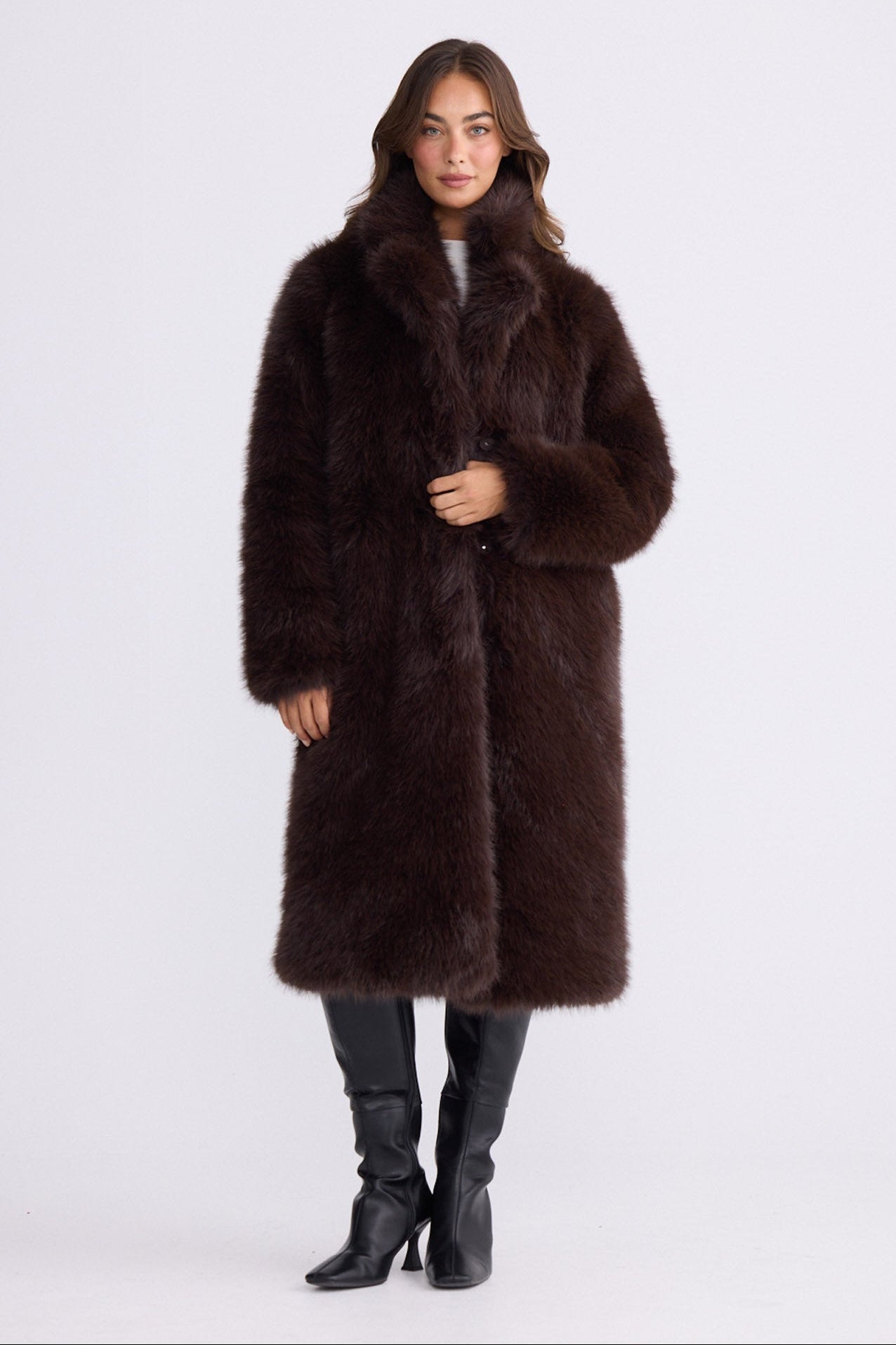 Angela Fur Coat - Chocolate - photo 2
