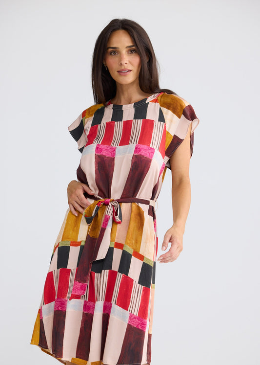 Boulevard Short Dress - Painterly Geo