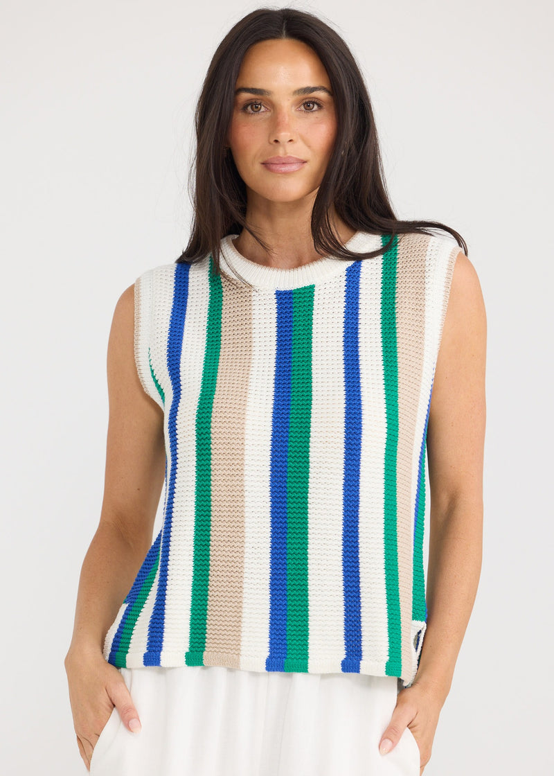 Darcia Knit Top - Blue Green Multi