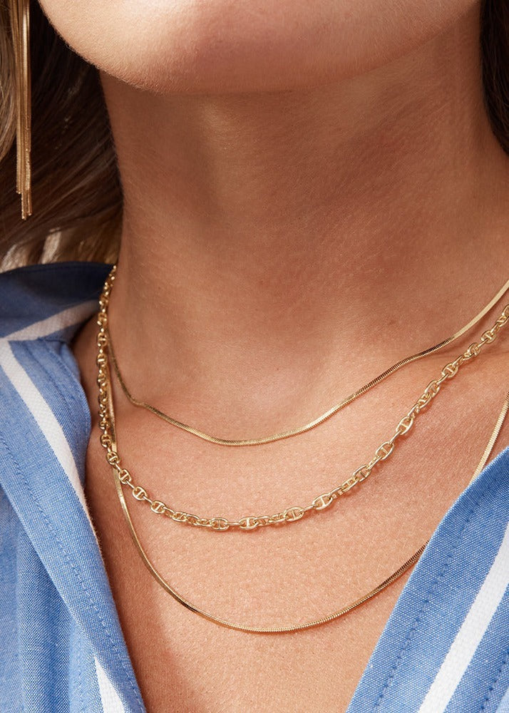 2 Layer Snake Chain Necklace - Gold