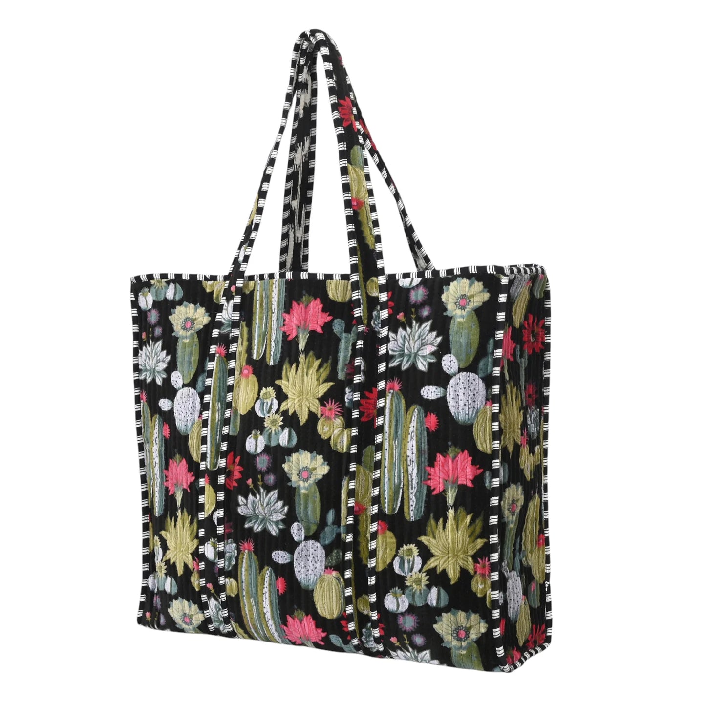 Cactus Velvet Tote - Black