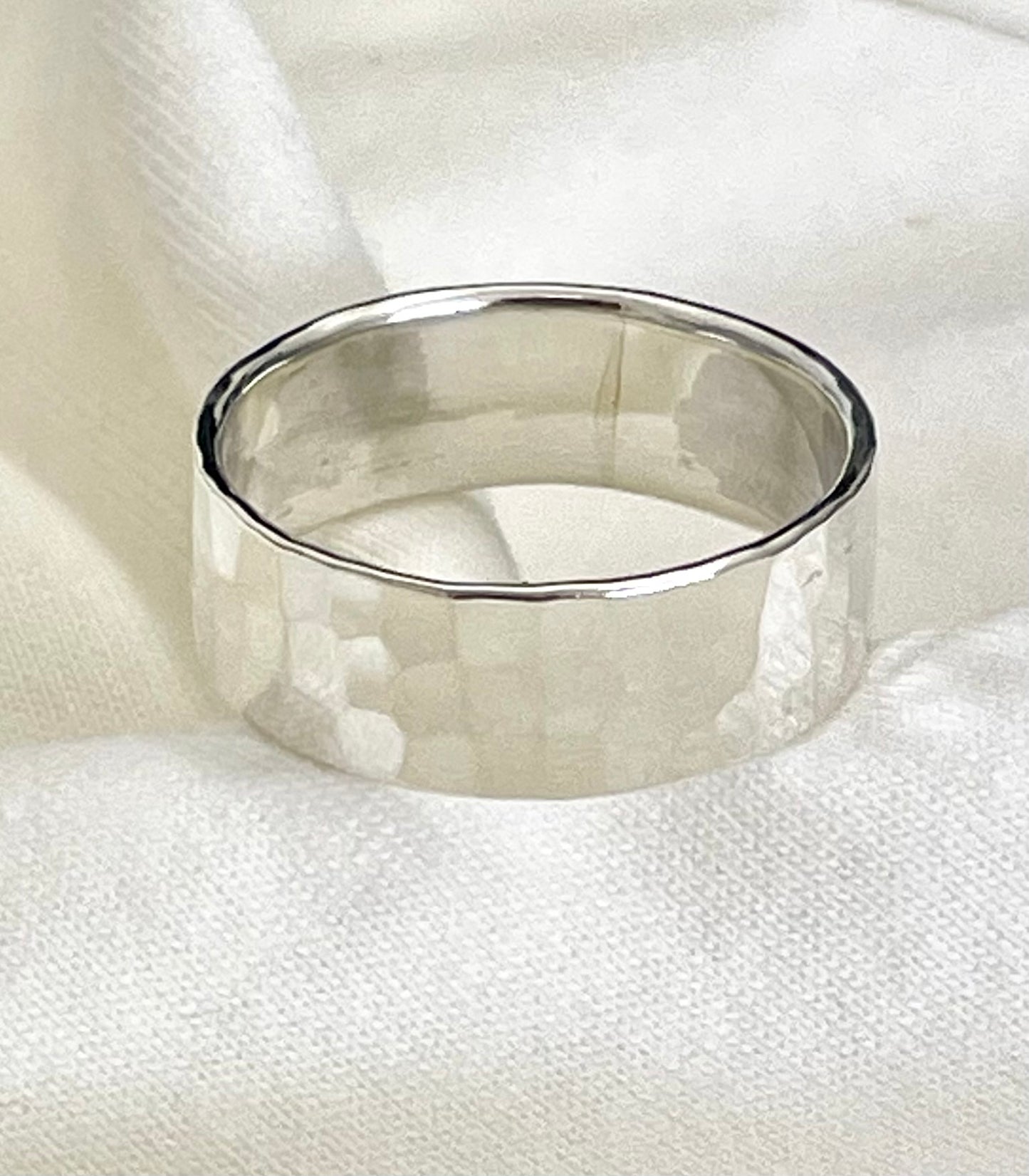 Large Hammered Silver Ring