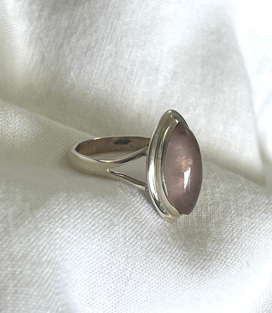 Rose Quartz Silver Ring