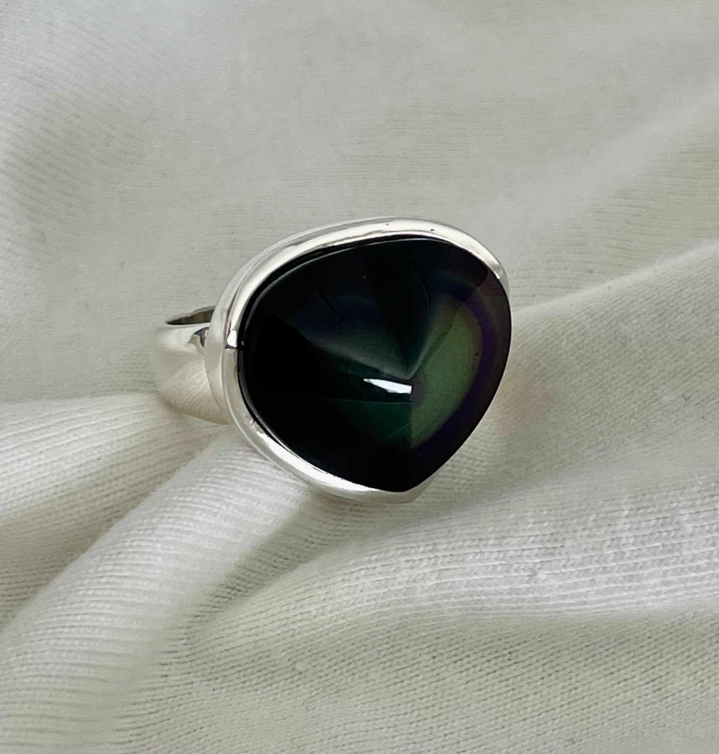 Black Rainbow Obsidian Ring