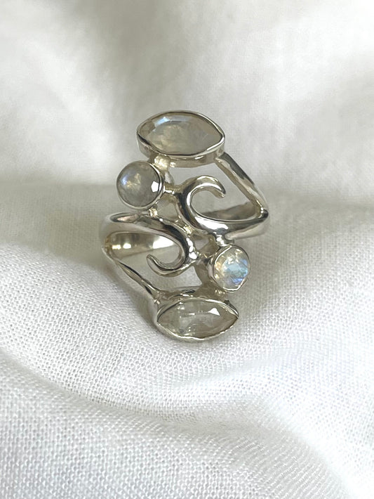 Moonstone Cluster Ring