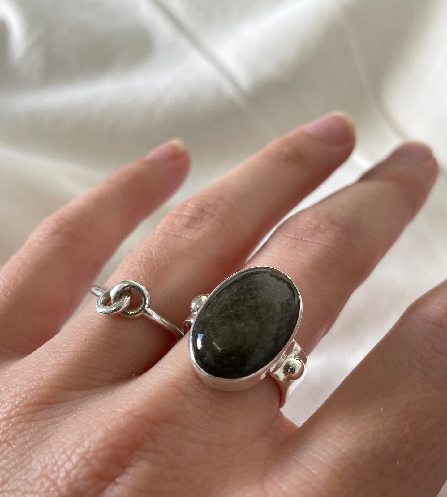 Hola Bella Gold Obsidian Ring