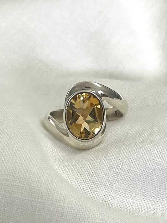 Citrin Silver Ring