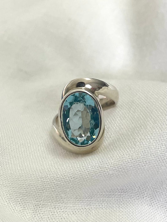 Blue Topas Silver Ring