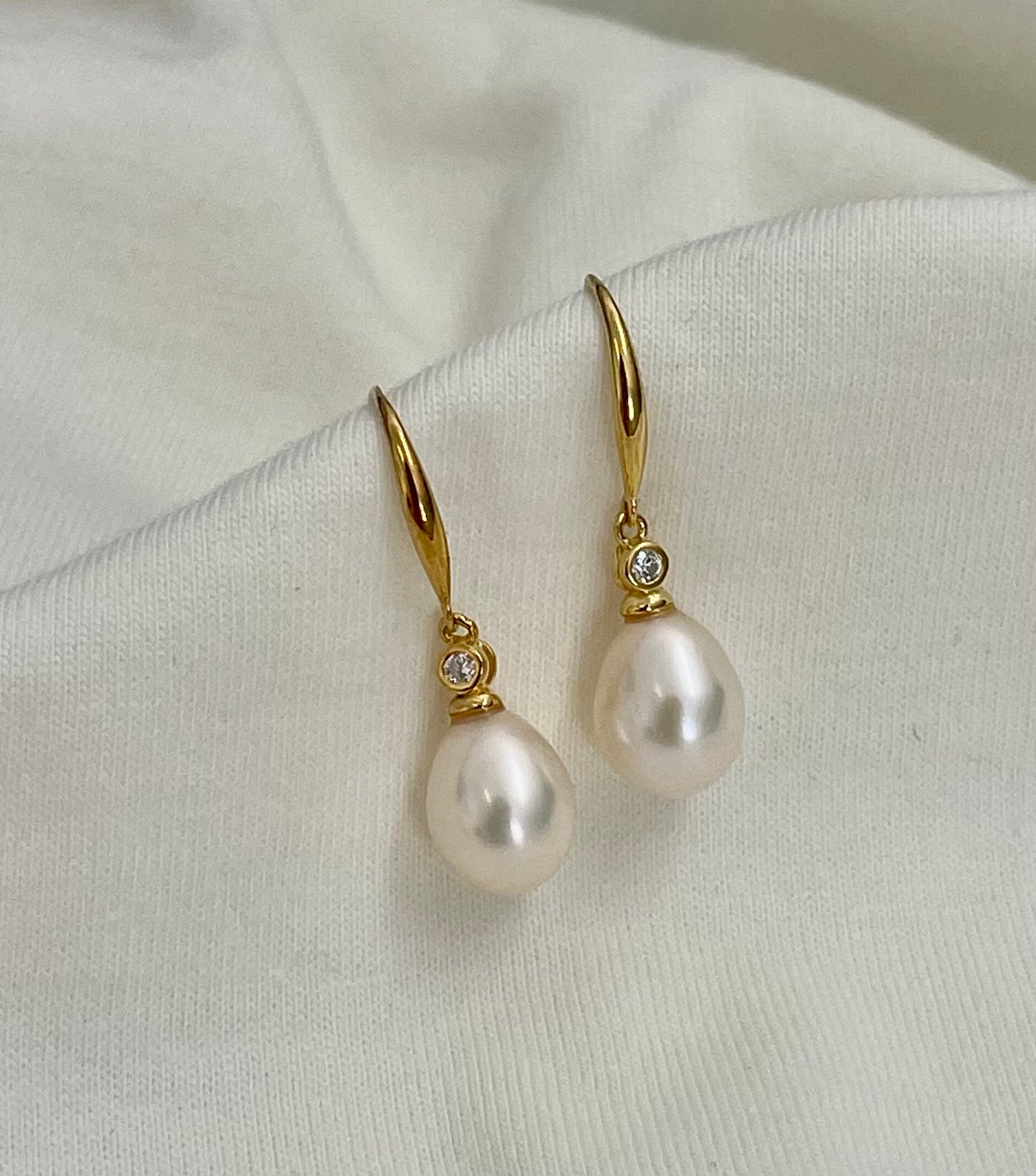 Pearl and Zircon Earrings