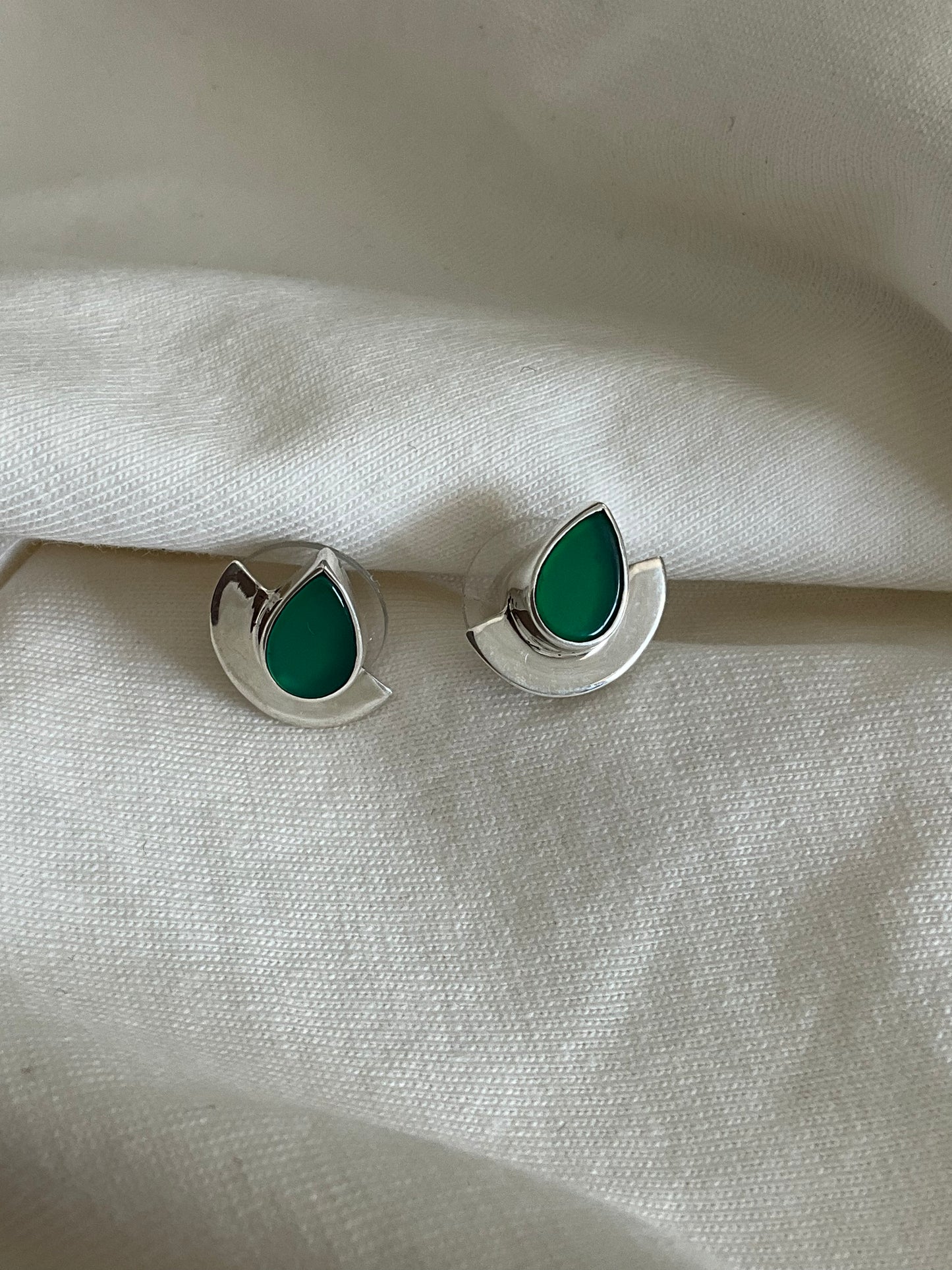 Kiri Earrings - Green Onyx & 925 Silver