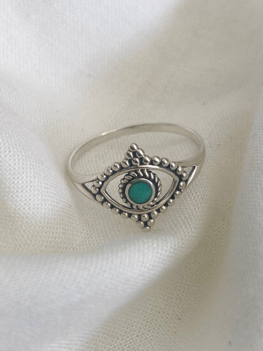 Silver Turquoise Eye Ring