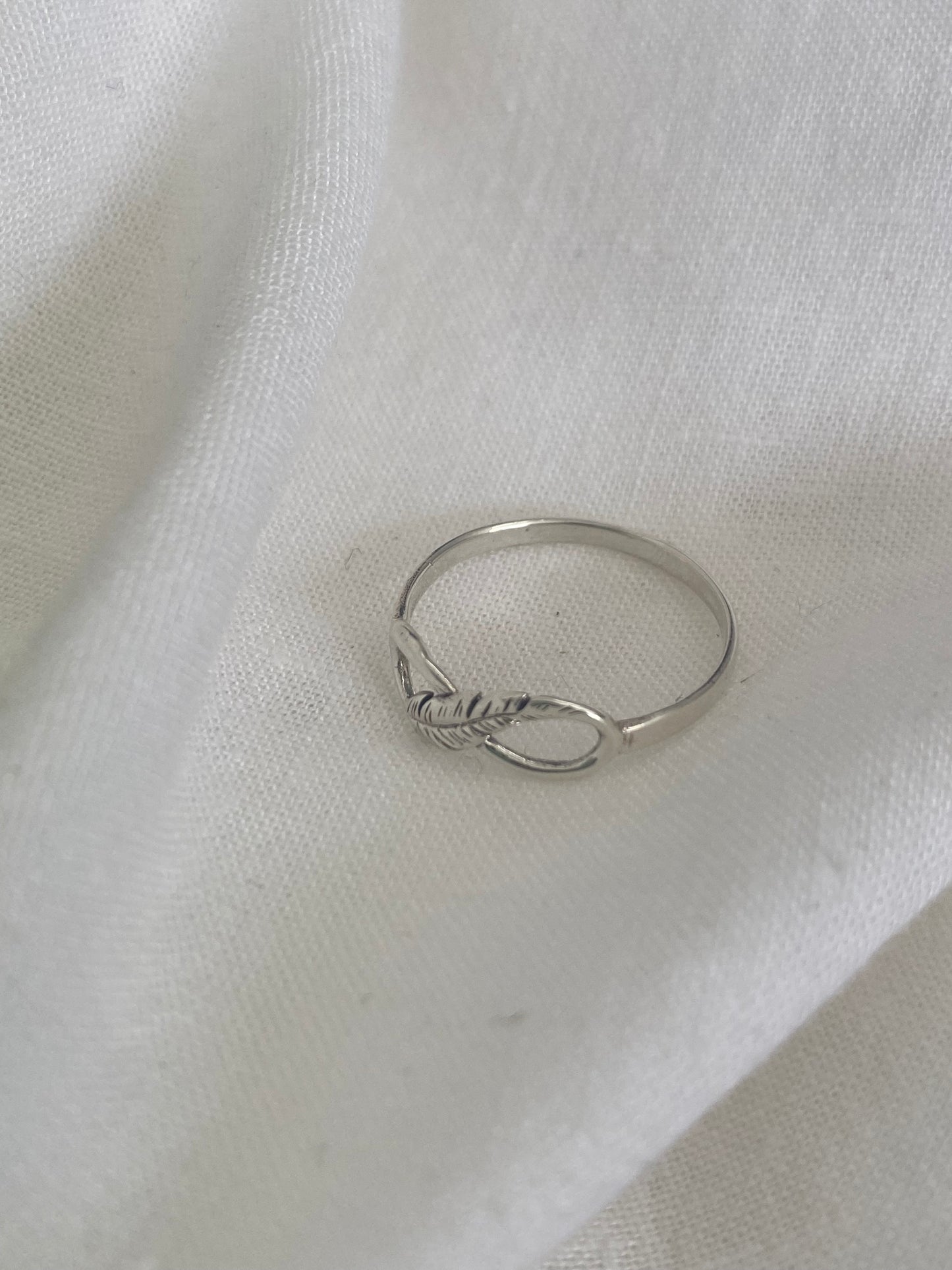 Silver Infinite Leaf Ring