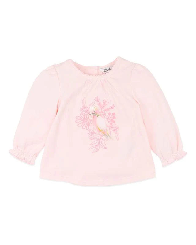 Charlie Cockatoo Organic LS Tee - Pale Blossom