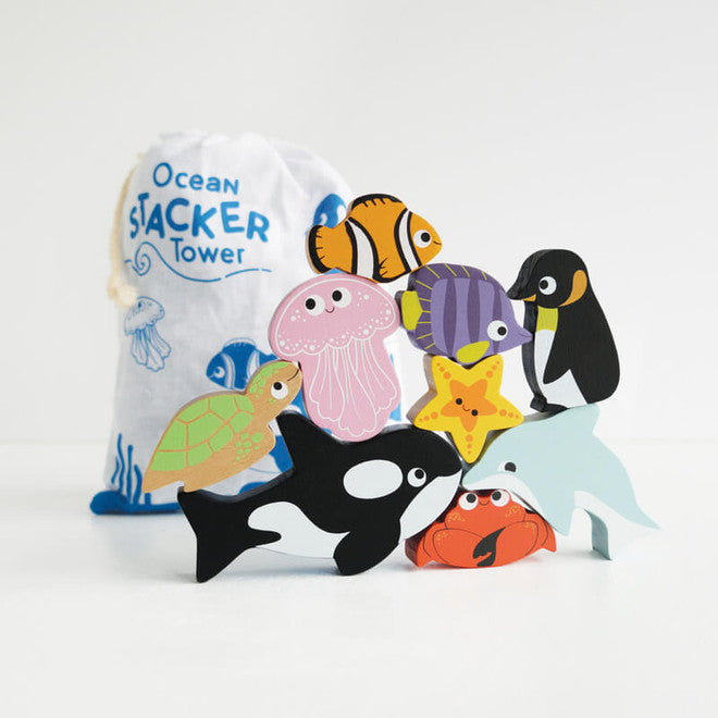 Petilou Ocean Stacking Animals & Bag