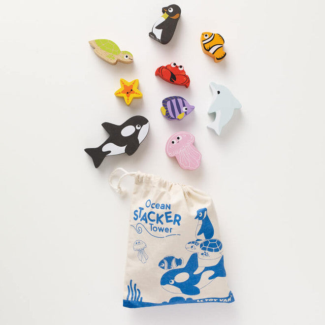 Petilou Ocean Stacking Animals & Bag