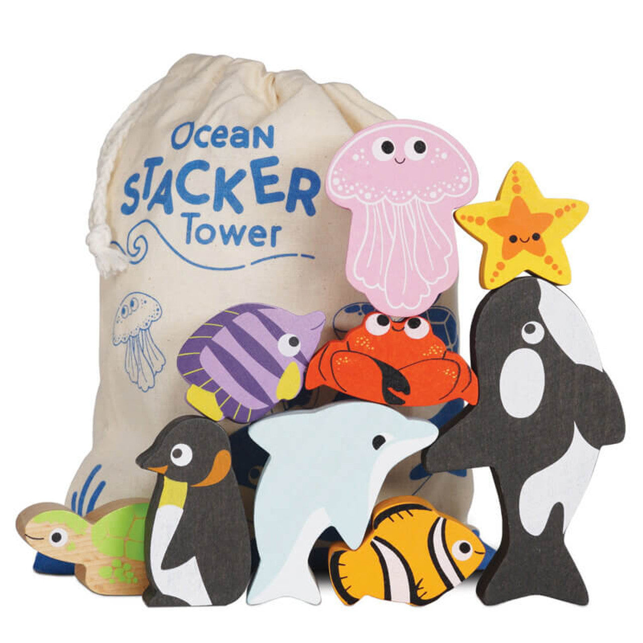 Petilou Ocean Stacking Animals & Bag