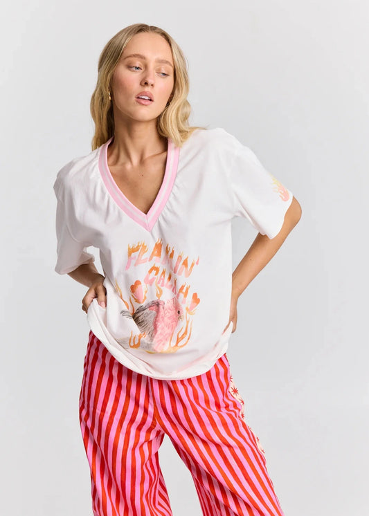 Flamin Galah T-Shirt - White and Pink