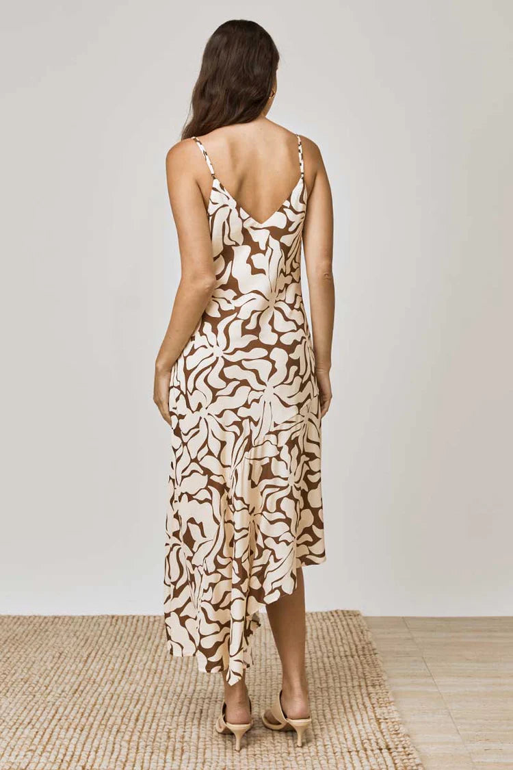 Leza High Tide Strappy Midi Dress - Printed