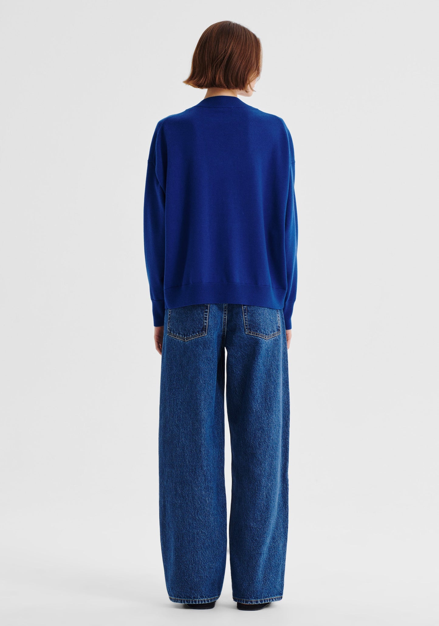 Payton V-Neck Merino Knit Pullover - Cobalt