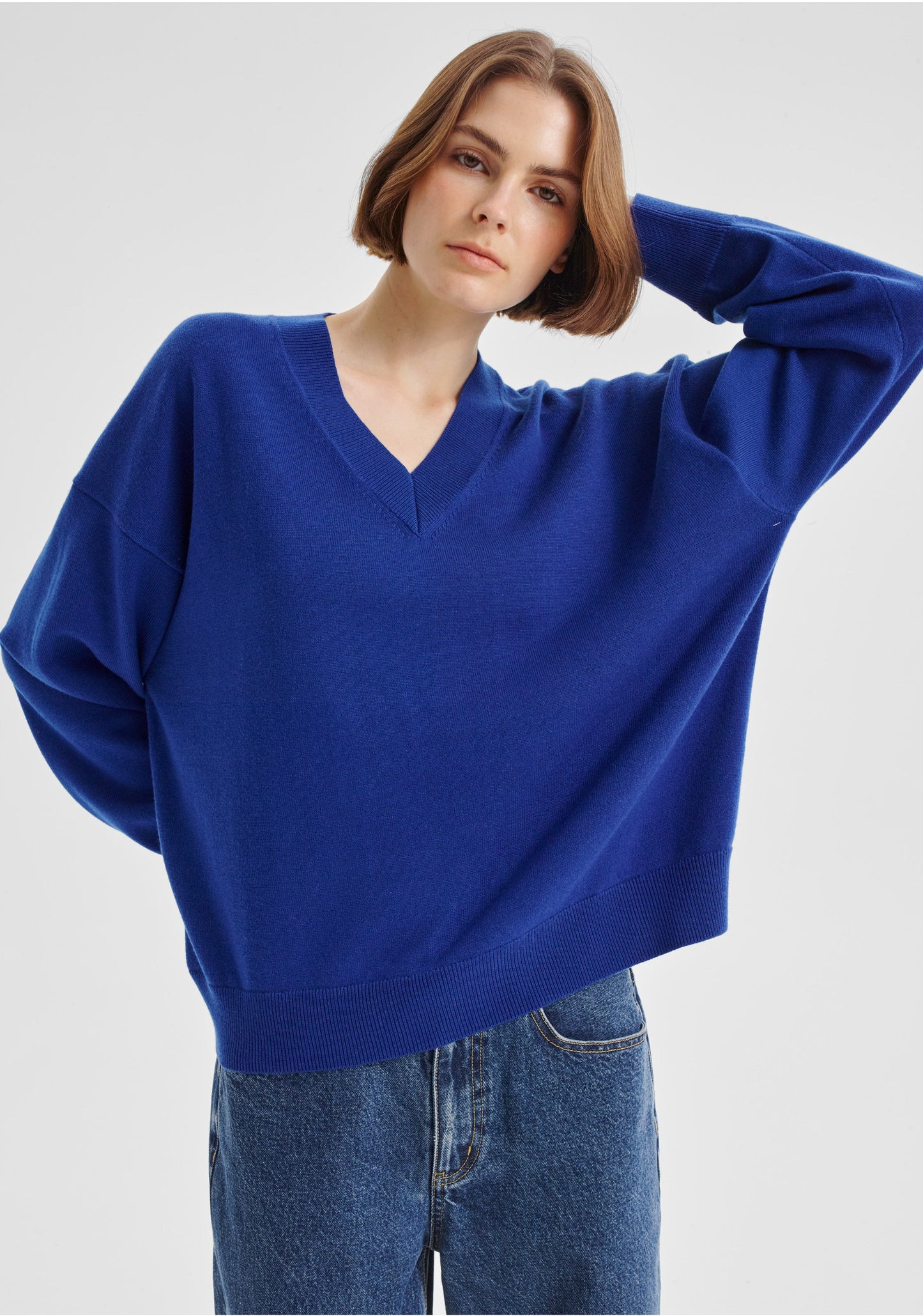 Payton V-Neck Merino Knit Pullover - Cobalt