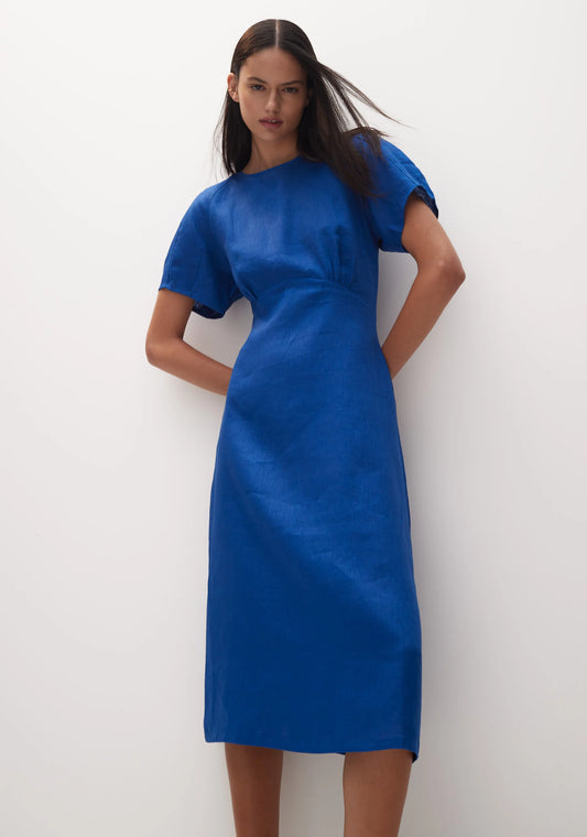 Benita Linen Dress - Cobalt