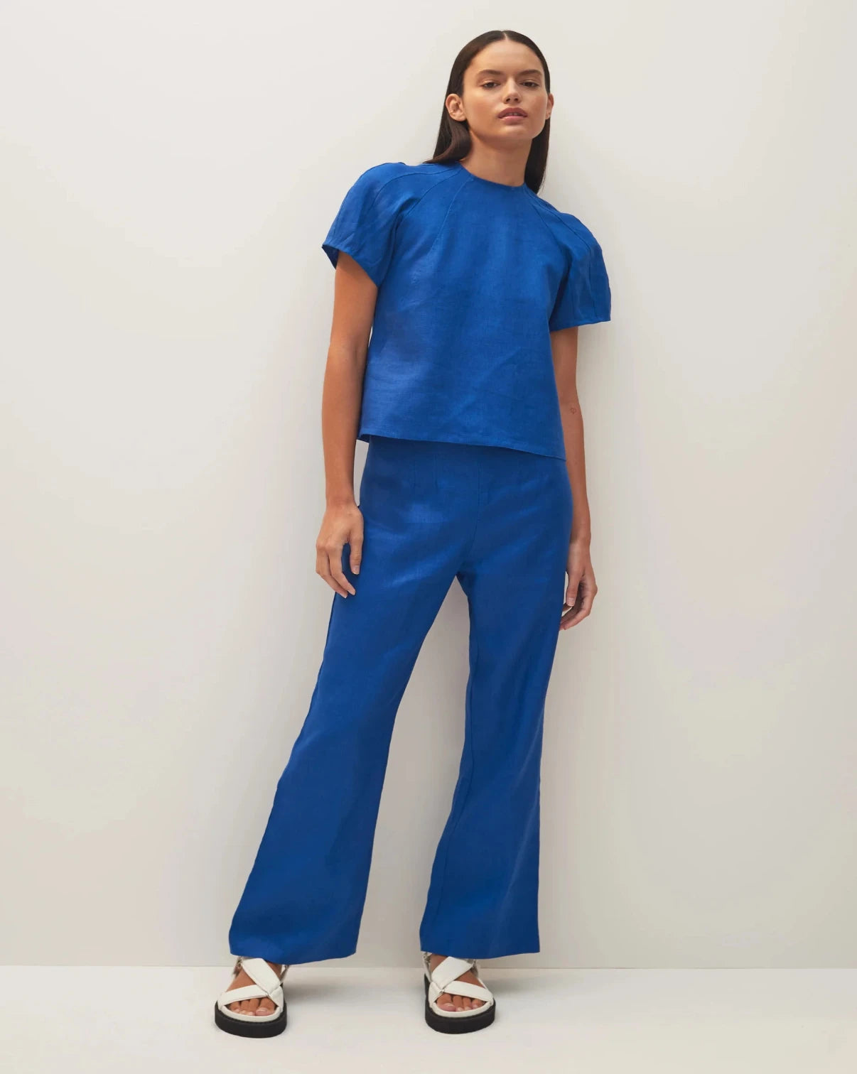 Benita Linen Top - Cobalt