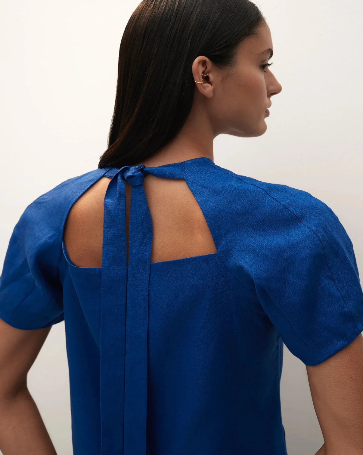 Benita Linen Top - Cobalt