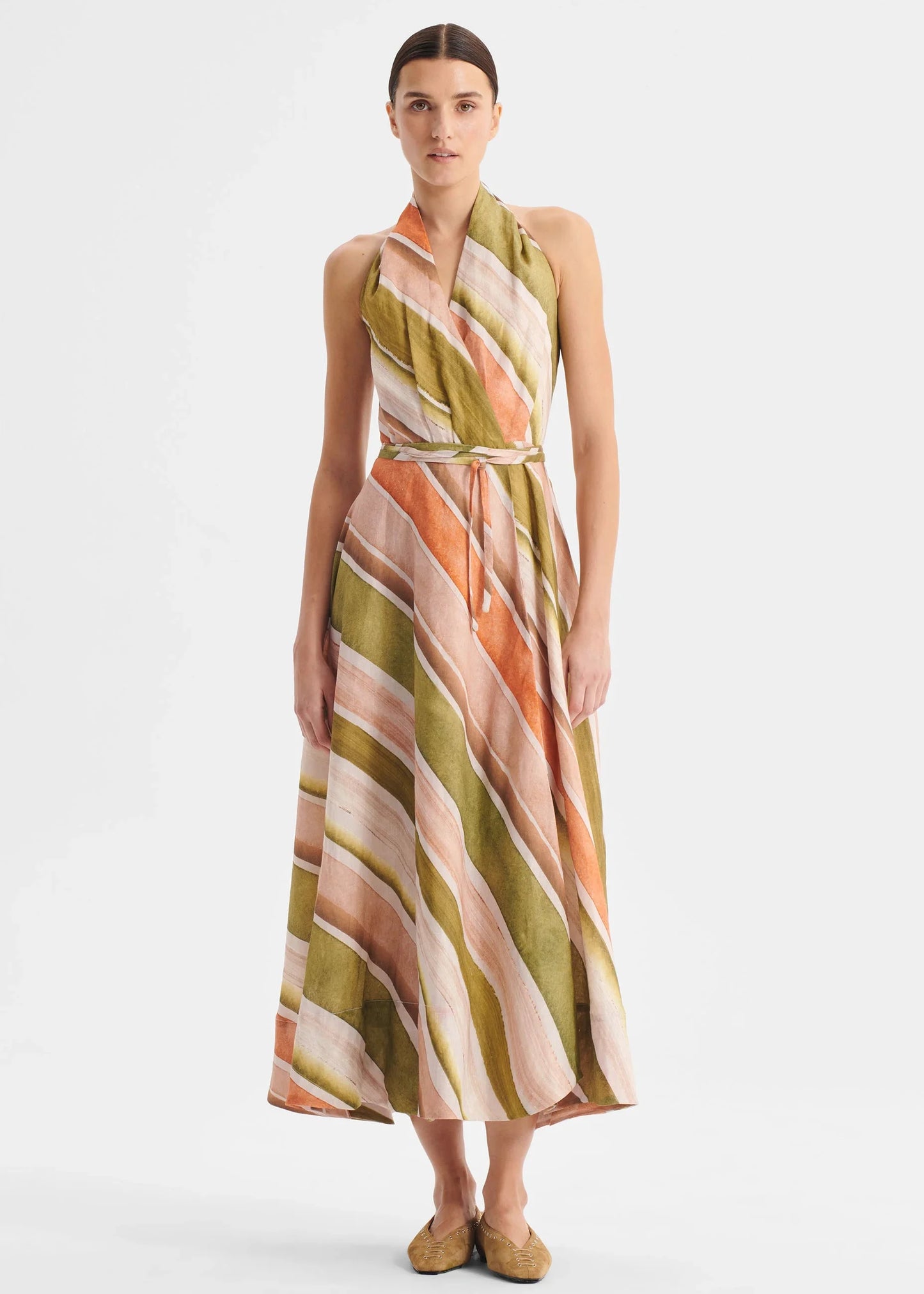 Ronni Linen Halter Dress - Print
