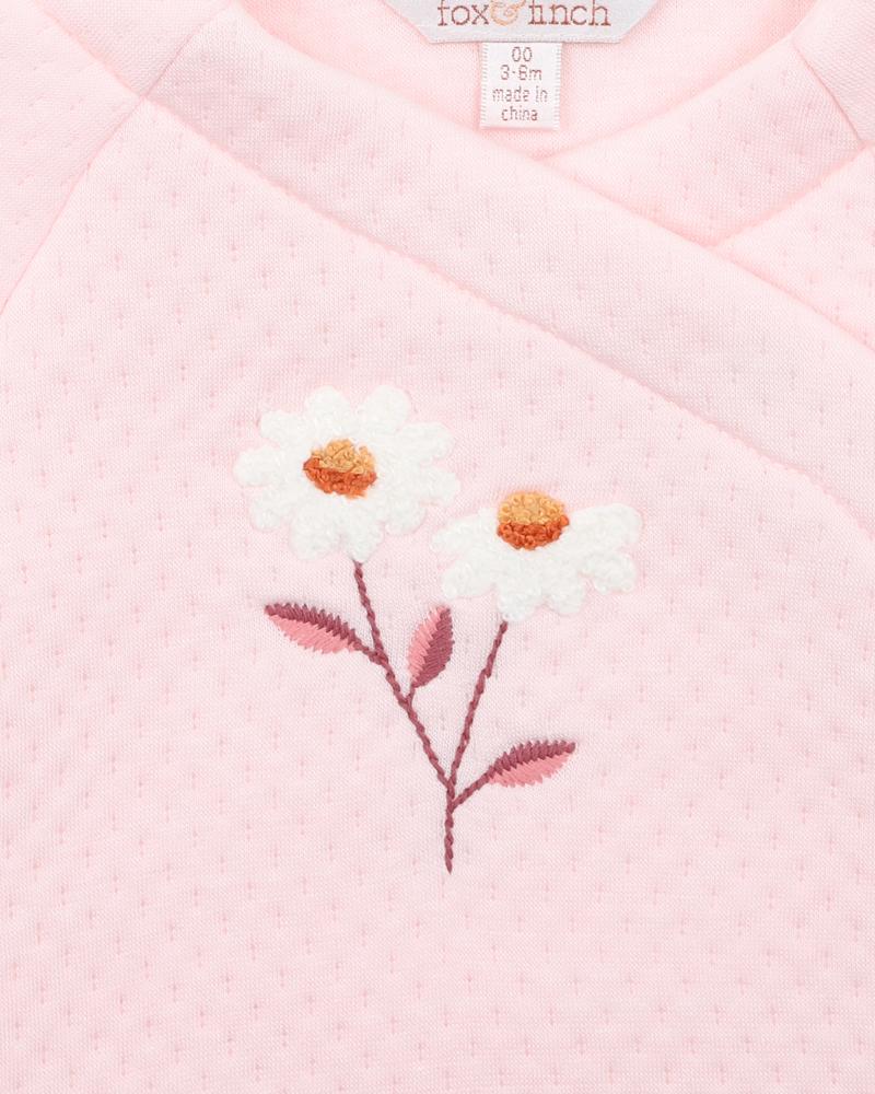 Daisy Quilted Wrap Onesie - Pink