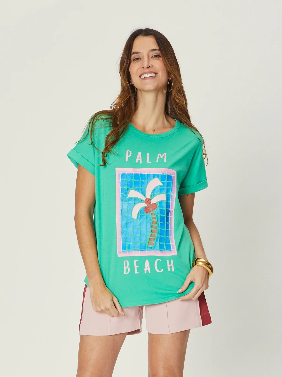 Jade Relaxed Tee - Green Palm Beach