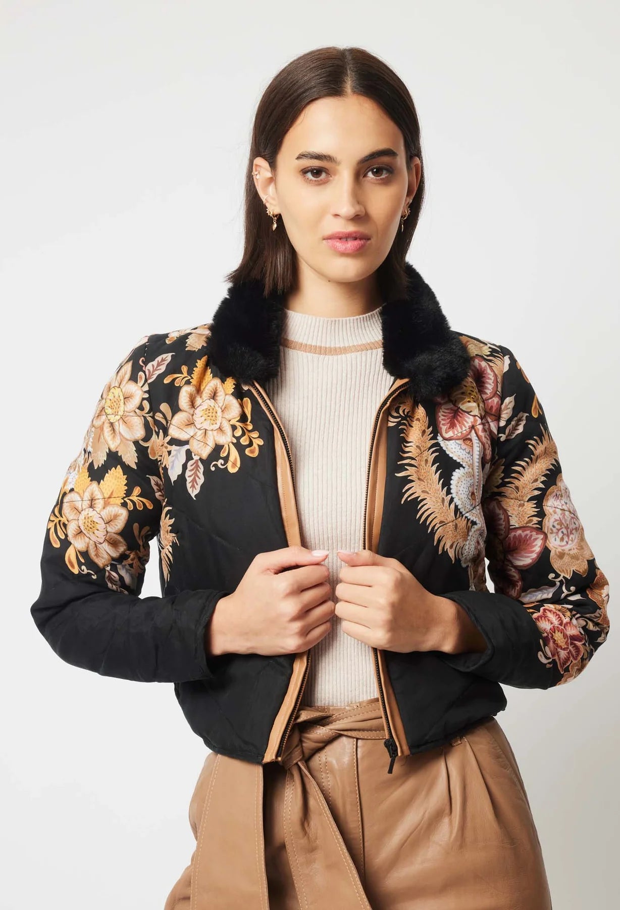 Empress Printed Bomber - Black