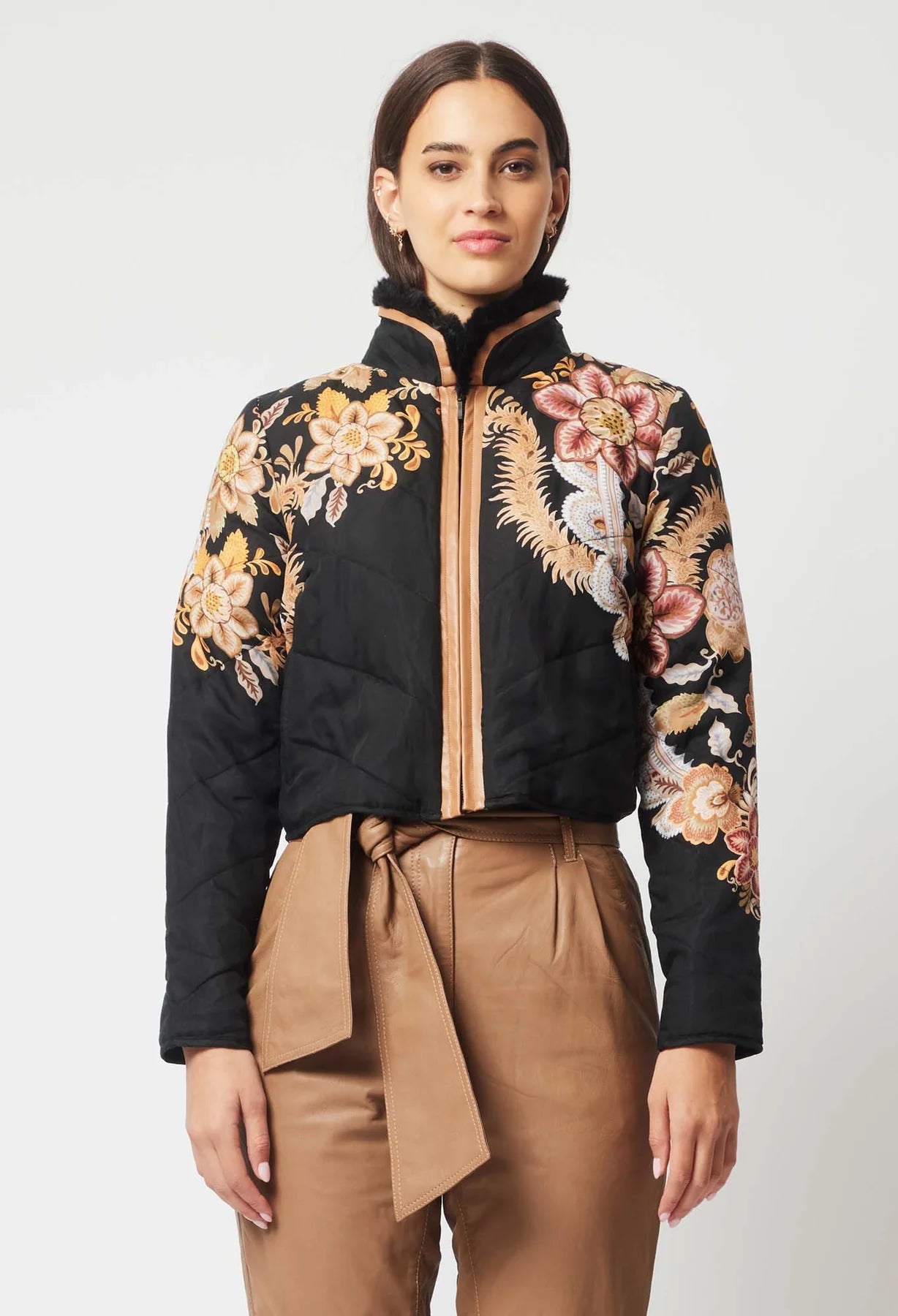 Empress Printed Bomber - Black