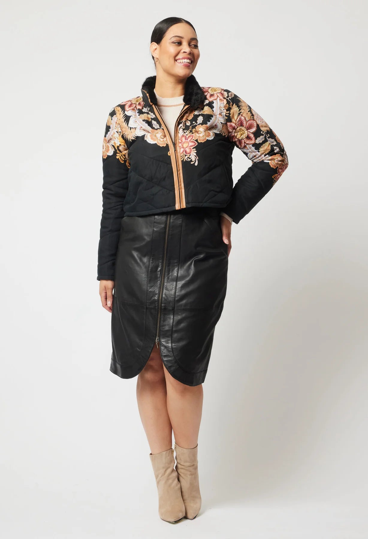 Empress Printed Bomber - Black