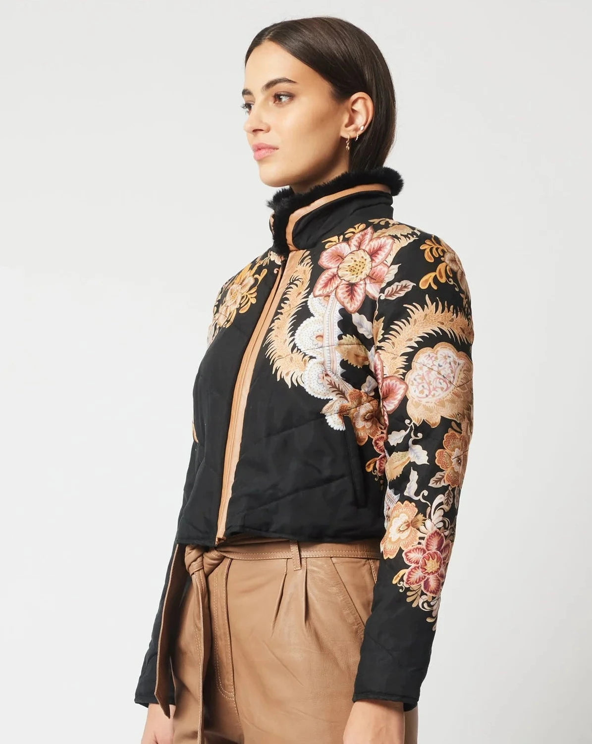 Empress Printed Bomber - Black