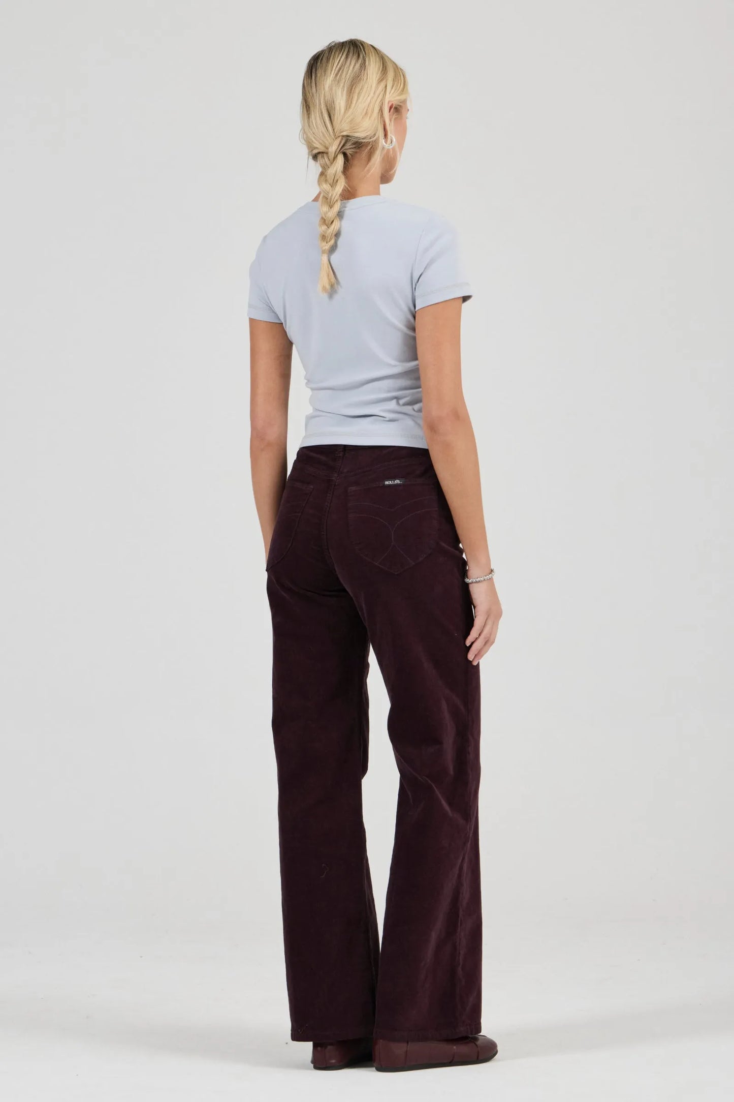 Sailor Scoop Long Velvet Jeans - Dark Cherry