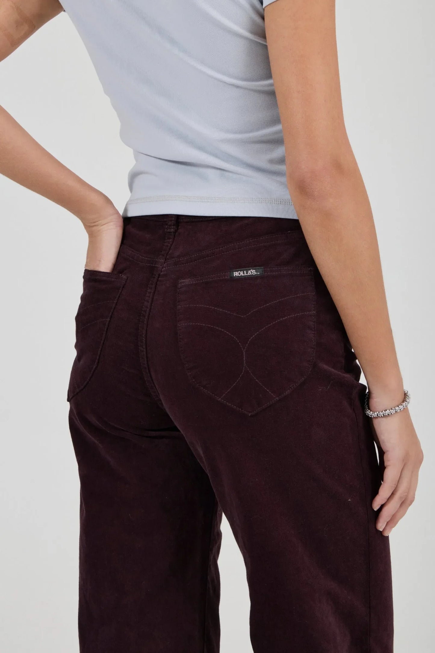 Sailor Scoop Long Velvet Jeans - Dark Cherry